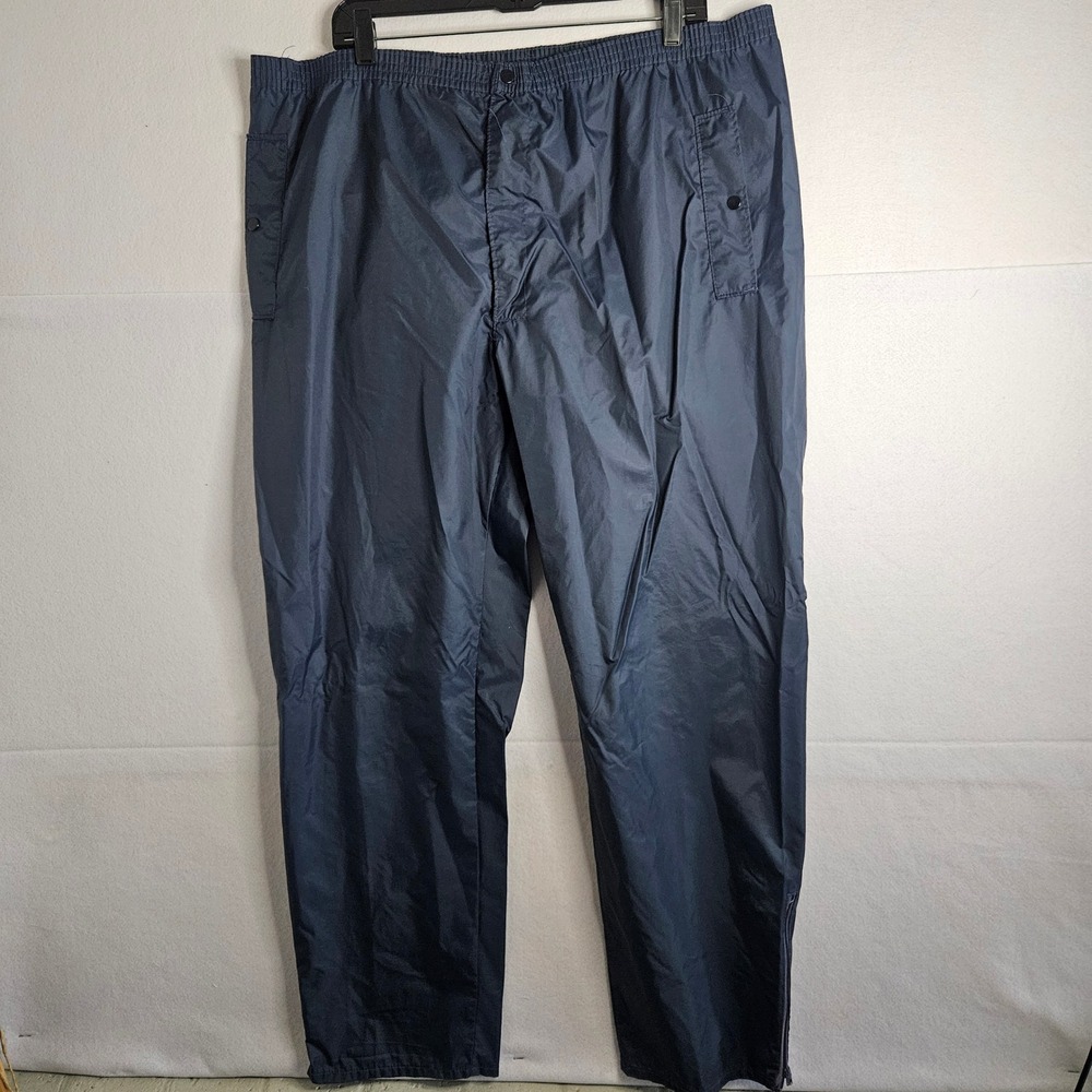 Vintage Hirsch-Weis Navy Blue Nylon Track Pants Windbreaker Ankle Zip Japan XL